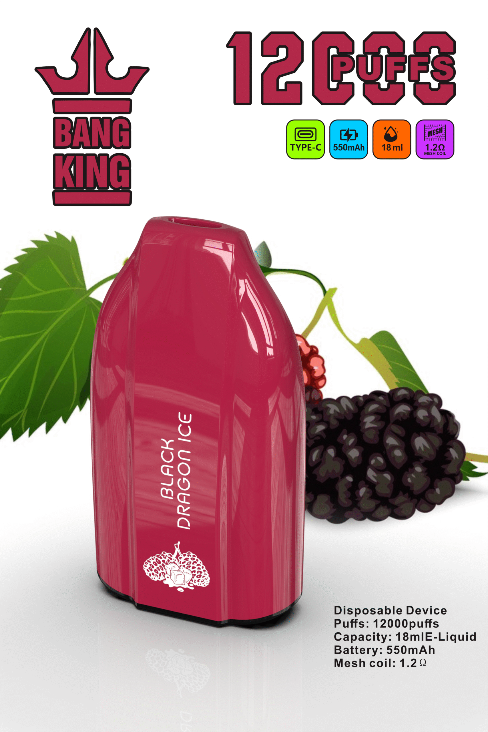 Bang King 12000 Puffs Bugatti Keys 12K Disposable Vape Wholesale 100% Original Edition 12 Flavors Low Nicotine 0% 2% 3% 5% E-Cigarette - Image 3