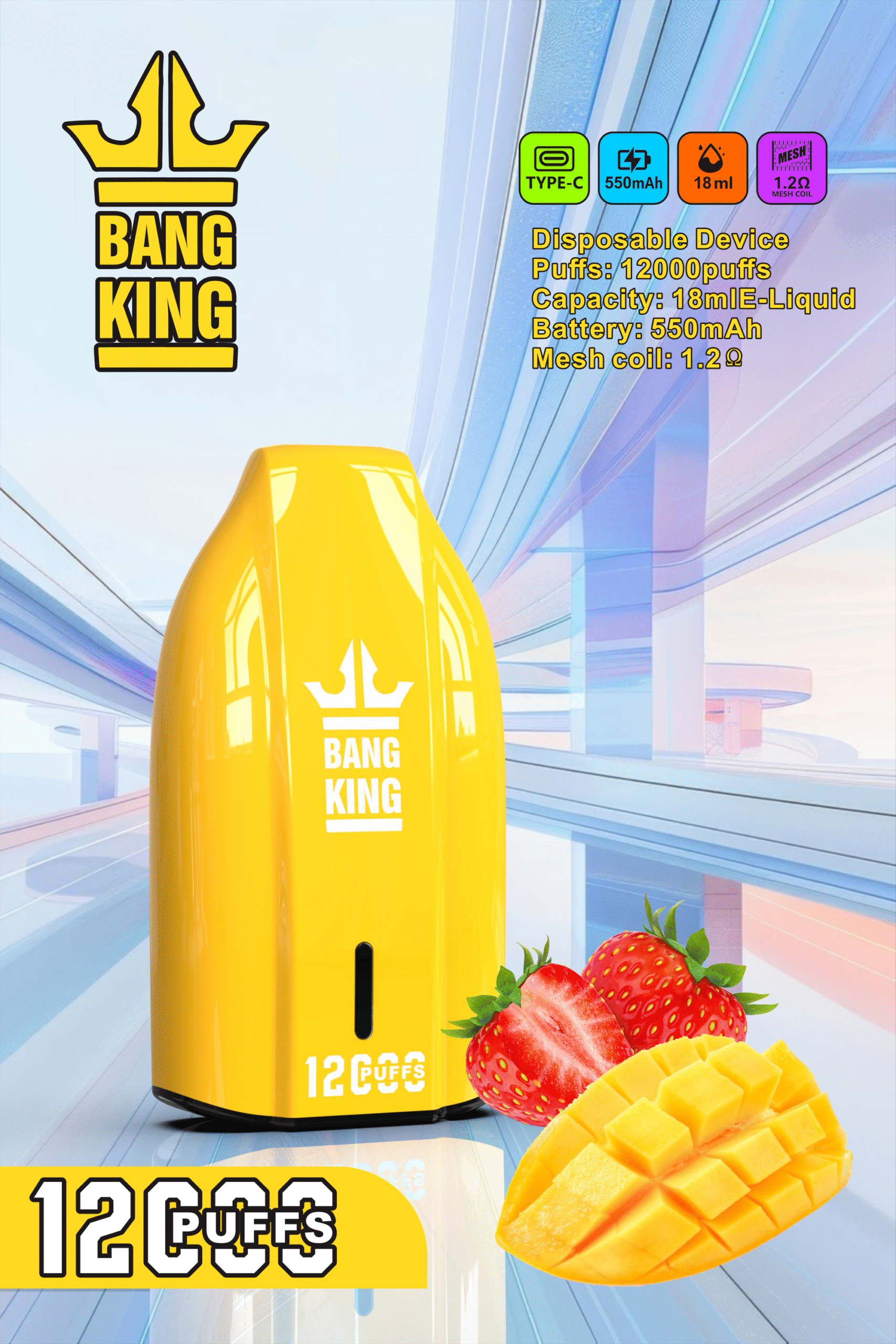 Bang King 12000 Puffs Bugatti Keys 12K Disposable Vape Wholesale 100% Original Edition 12 Flavors Low Nicotine 0% 2% 3% 5% E-Cigarette - Image 2