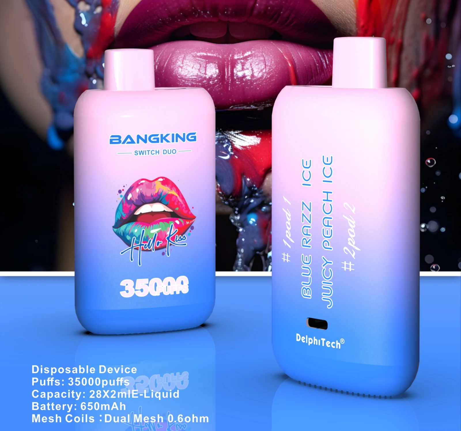 BANG KING B35K DUO 35000 Puffs Dual Mesh Coil 0% 2% 3% 5% Nicotine Type-C Charging Disposable Vape