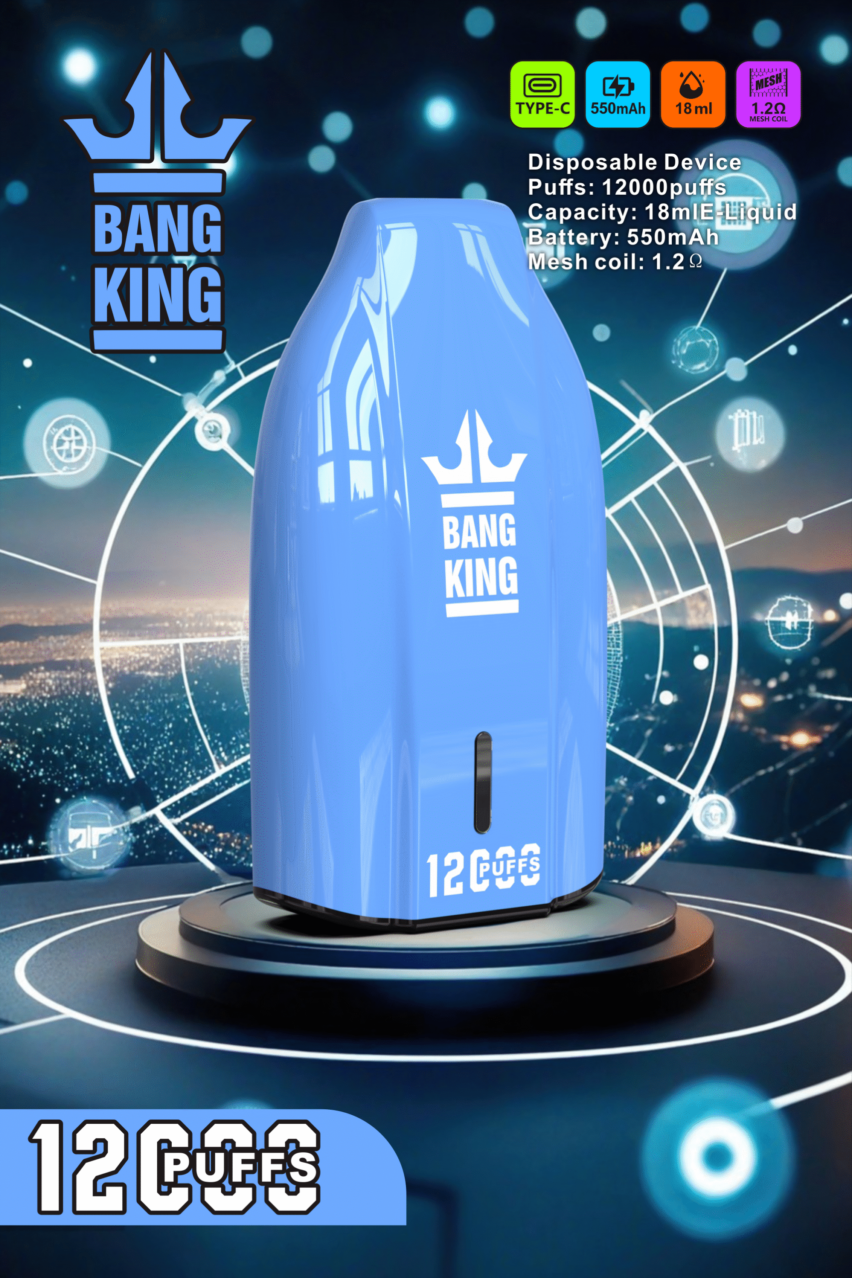 Bang King 12000 Puffs Bugatti Keys 12K Disposable Vape Wholesale 100% Original Edition 12 Flavors Low Nicotine 0% 2% 3% 5% E-Cigarette - Image 10