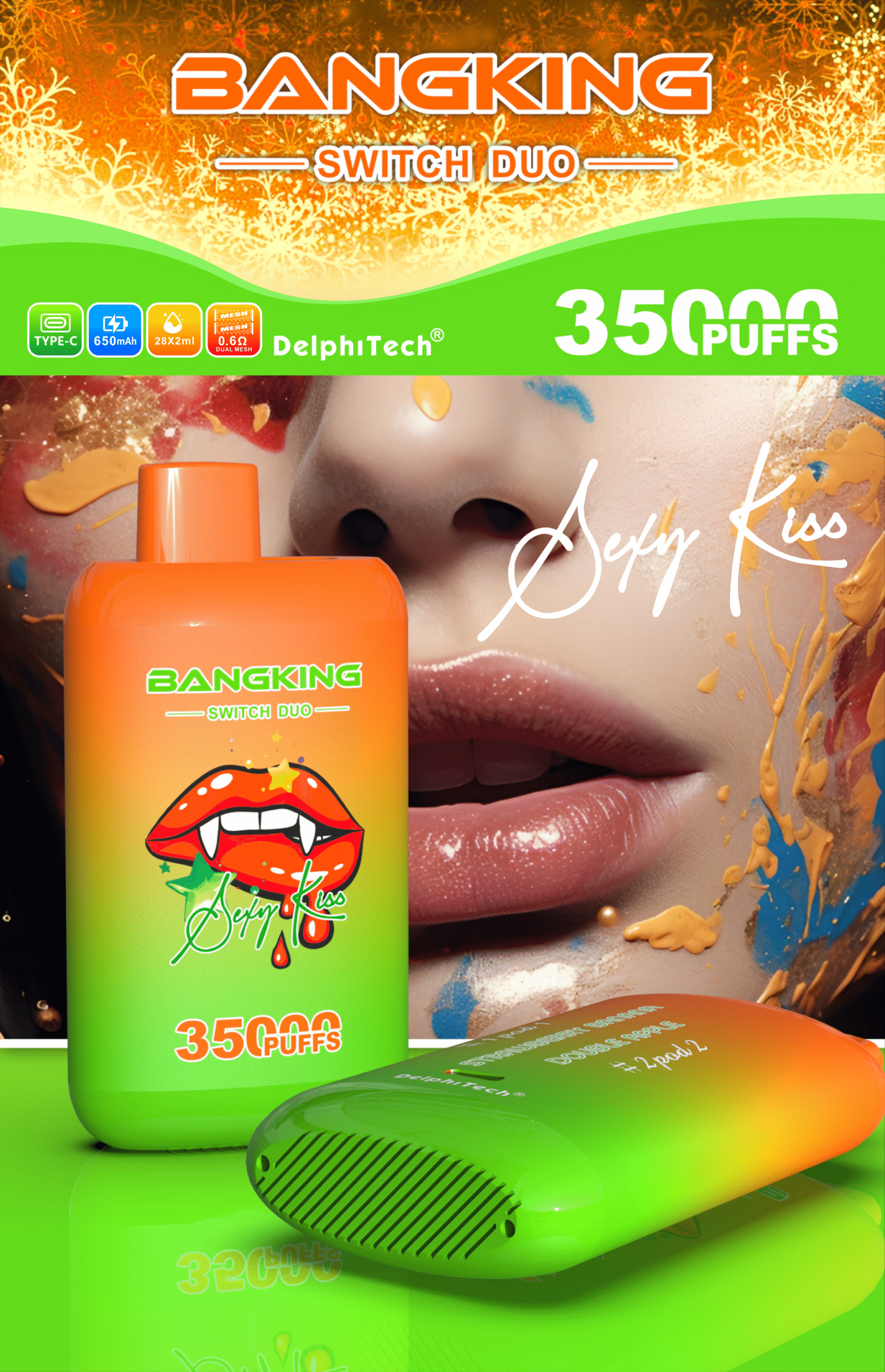 BANG KING B35K DUO 35000 Puffs Dual Mesh Coil 0% 2% 3% 5% Nicotine Type-C Charging Disposable Vape - Image 6