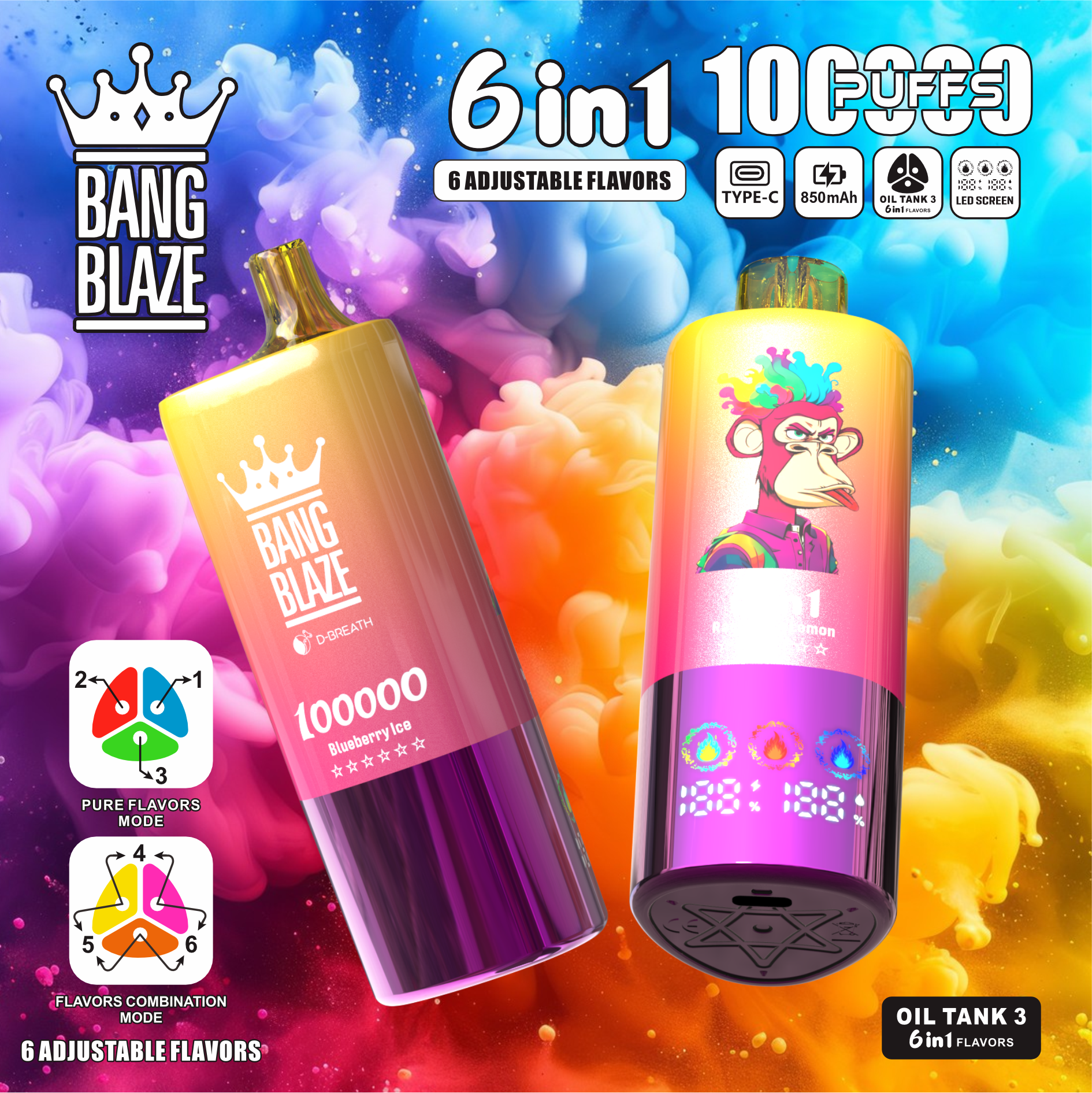 High Quality Bang 100K DSK055 Original Factory Service Type C Nicotine 0% 2% 3% 5% - Image 8