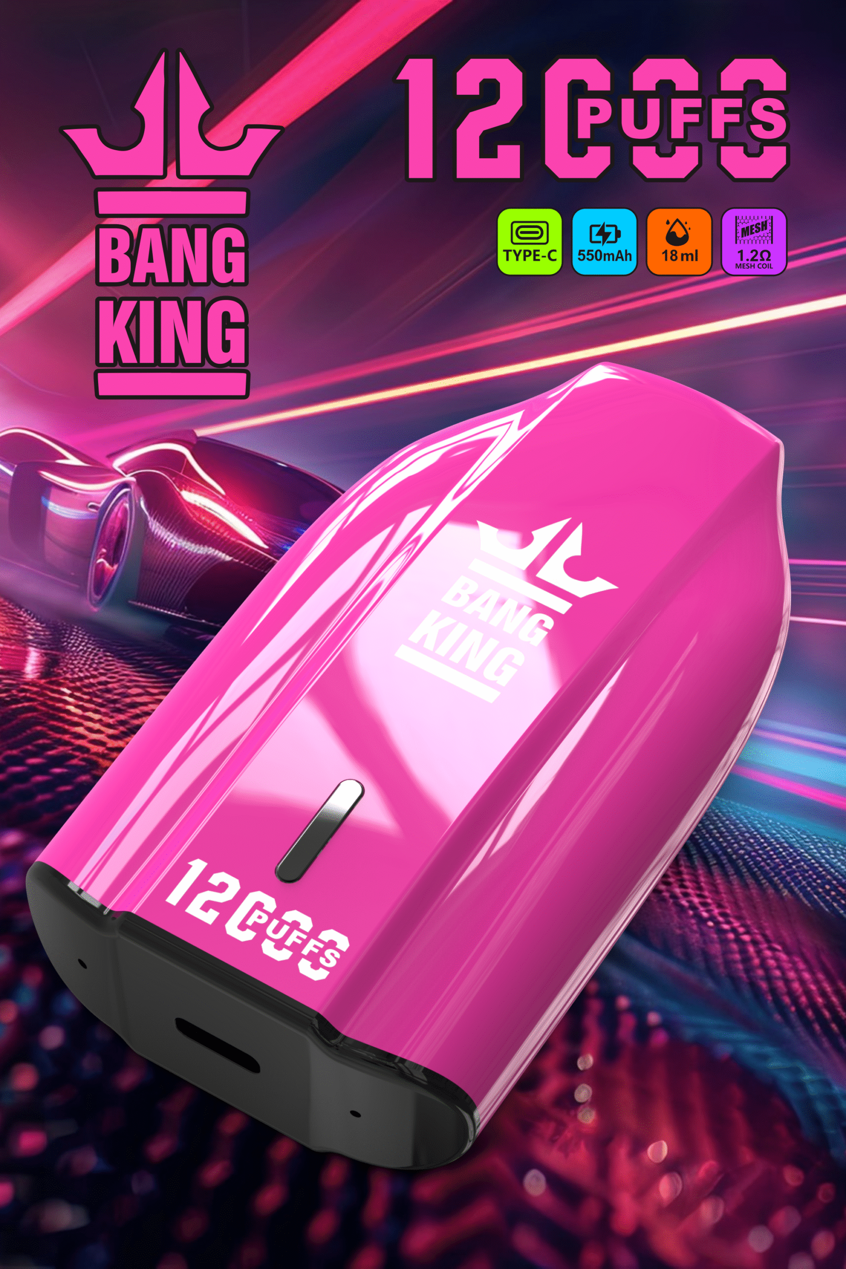 Bang King 12000 Puffs Bugatti Keys 12K Disposable Vape Wholesale 100% Original Edition 12 Flavors Low Nicotine 0% 2% 3% 5% E-Cigarette - Image 9