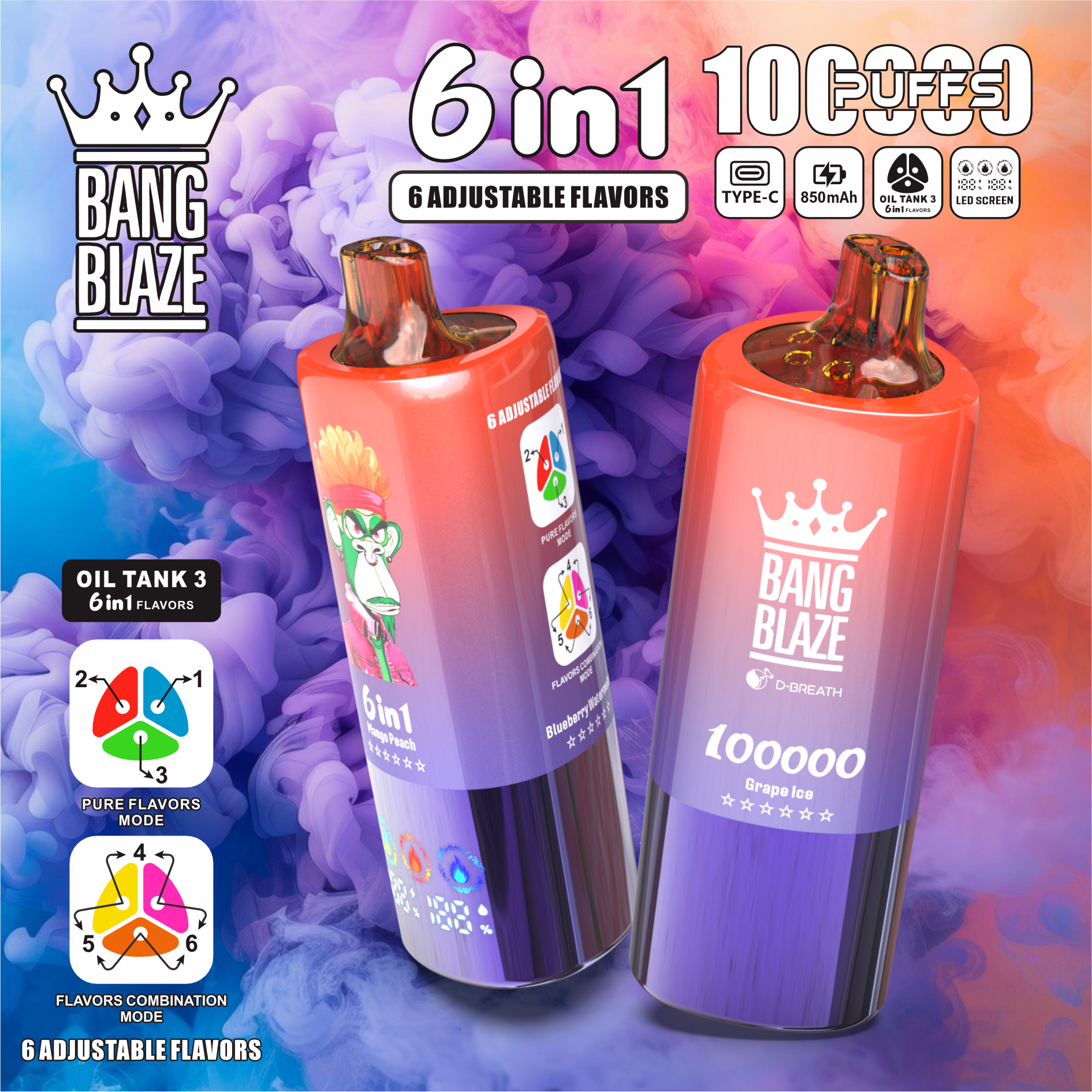 High Quality Bang 100K DSK055 Original Factory Service Type C Nicotine 0% 2% 3% 5% - Image 6