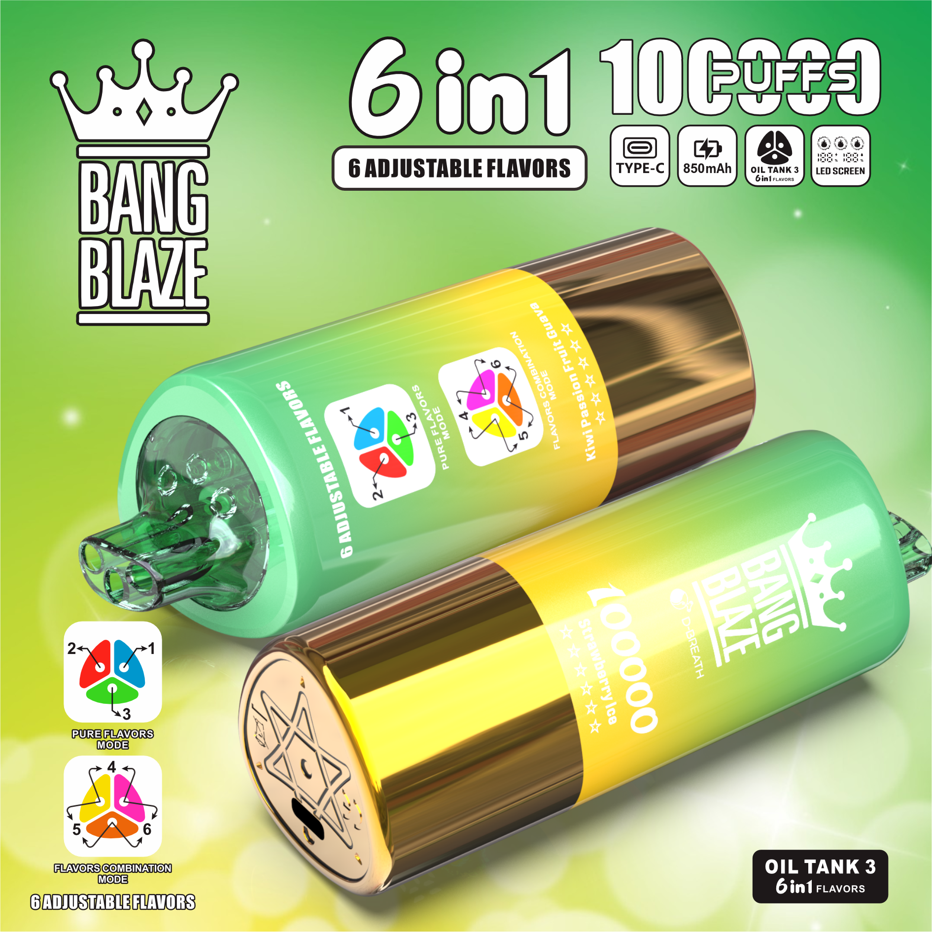 High Quality Bang 100K DSK055 Original Factory Service Type C Nicotine 0% 2% 3% 5% - Image 5