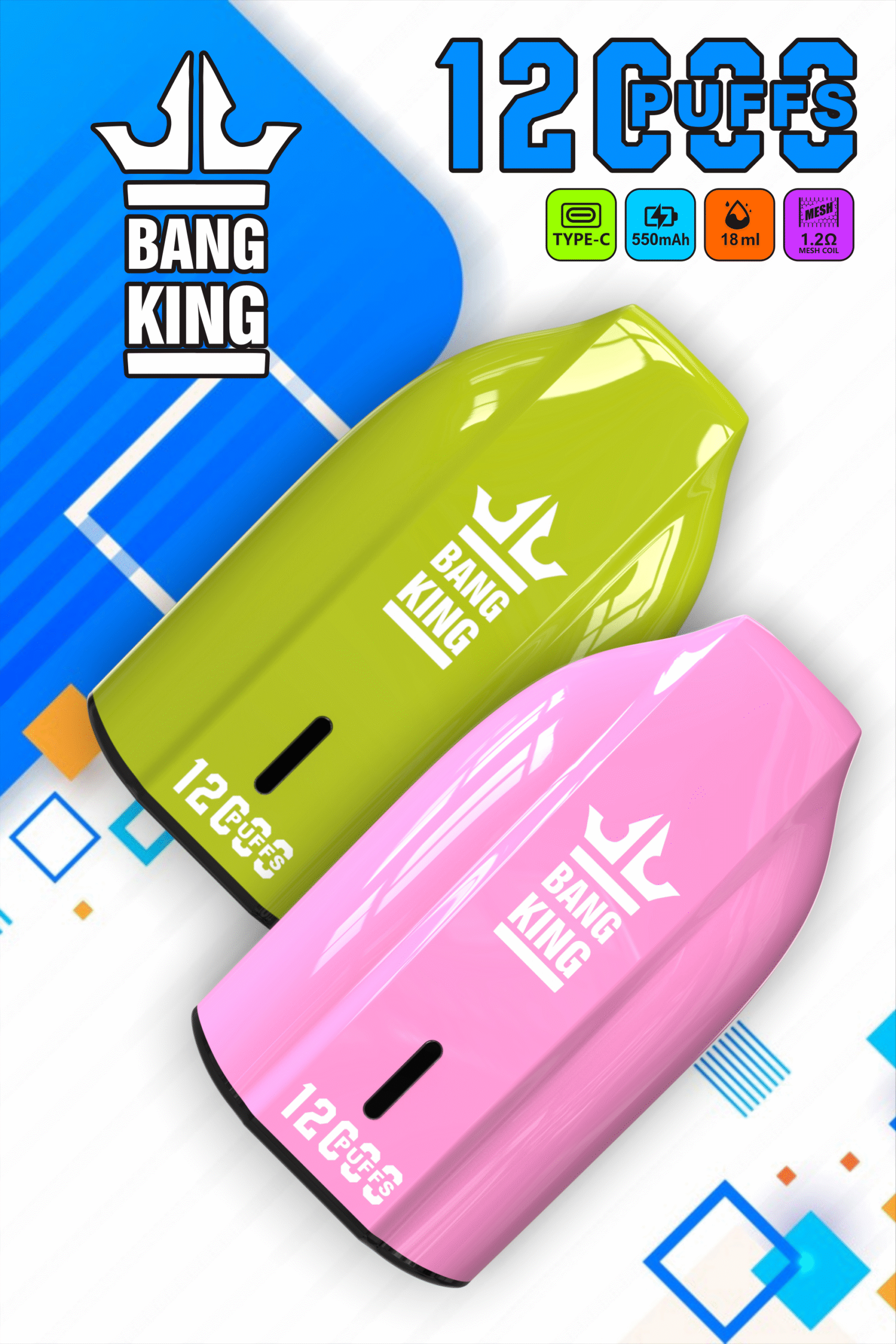 Bang King 12000 Puffs Bugatti Keys 12K Disposable Vape Wholesale 100% Original Edition 12 Flavors Low Nicotine 0% 2% 3% 5% E-Cigarette - Image 6