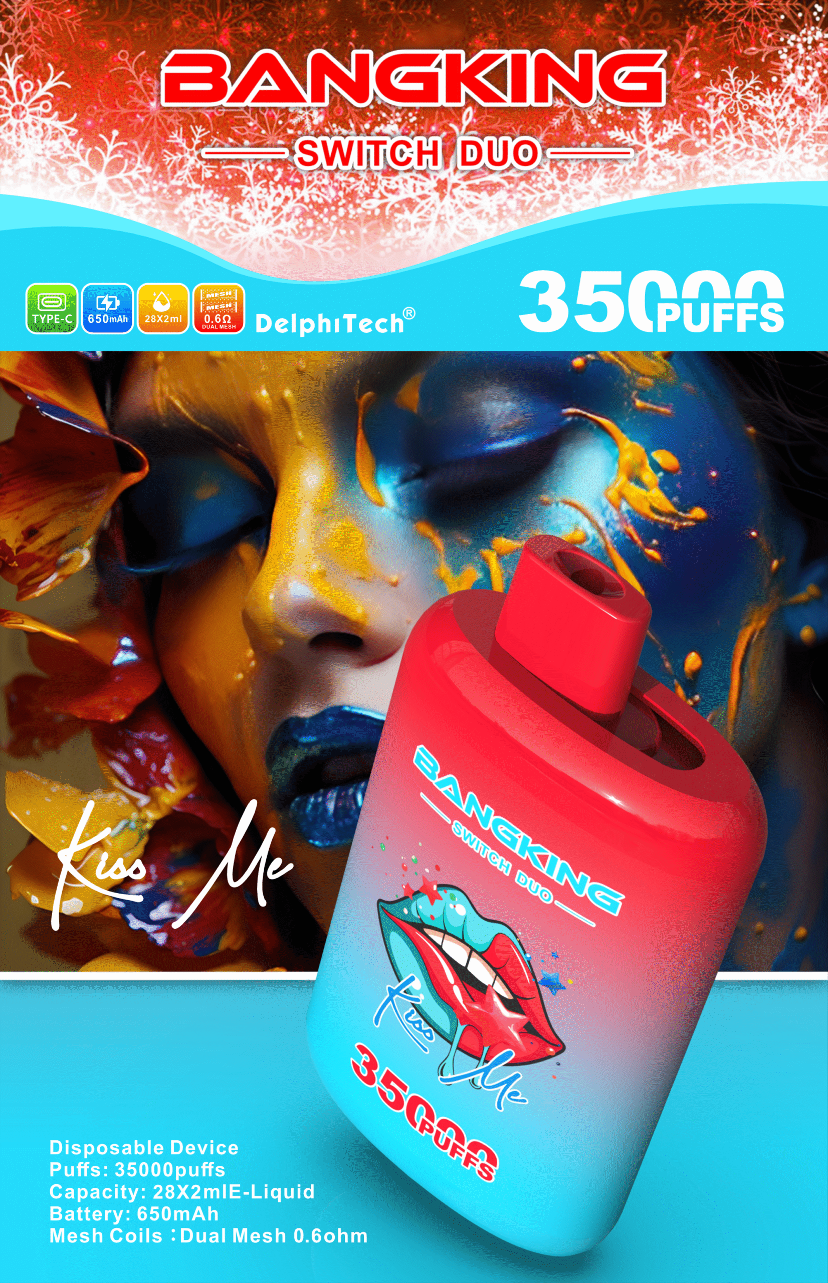 BANG KING B35K DUO 35000 Puffs Dual Mesh Coil 0% 2% 3% 5% Nicotine Type-C Charging Disposable Vape - Image 9