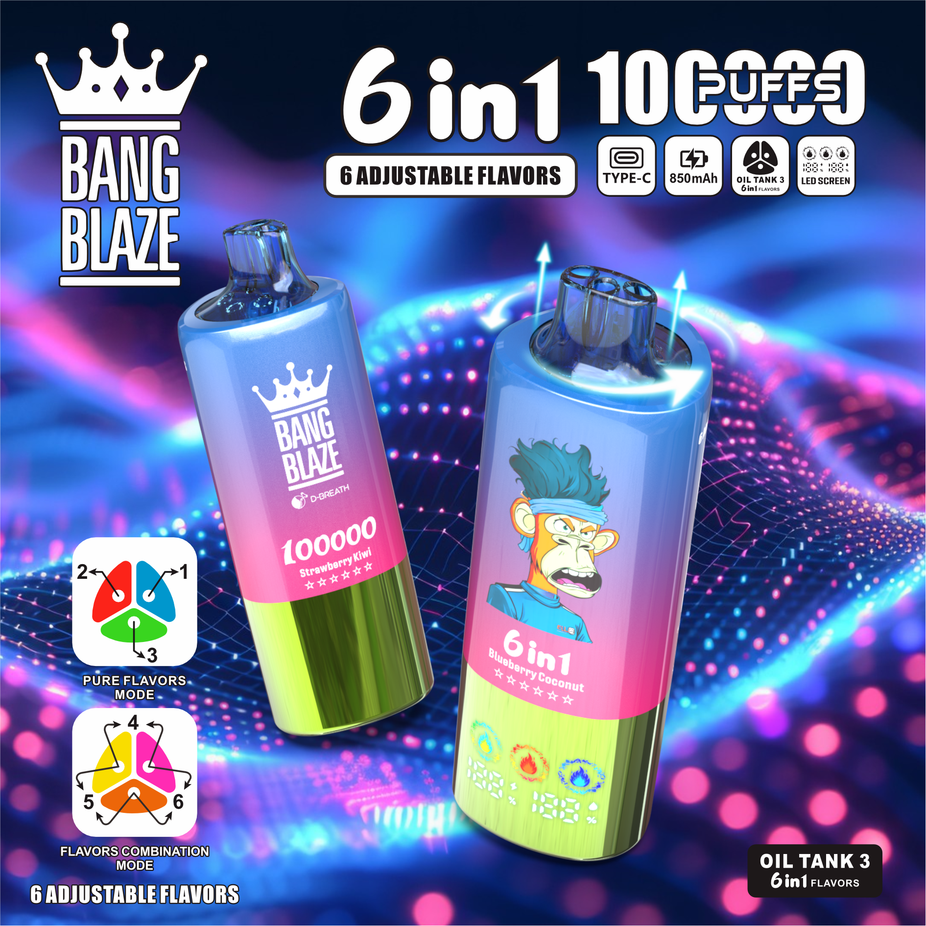 High Quality Bang 100K DSK055 Original Factory Service Type C Nicotine 0% 2% 3% 5% - Image 3