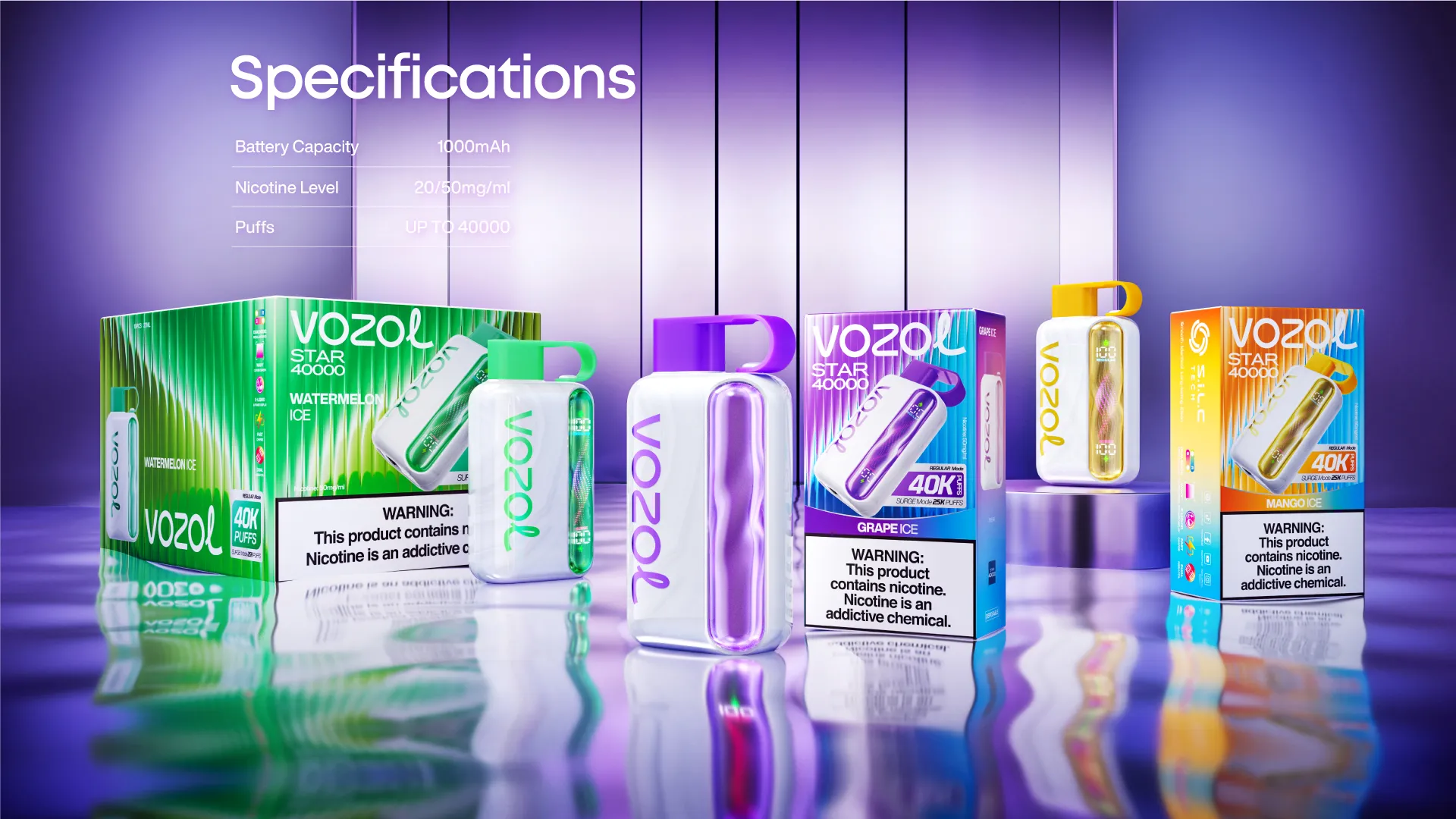 High Quality VOZOL STAR 40000 Puffs Rechargeable Vape Type C Dual Mesh Coil 2 5 Percent Nicotine LED Display - Image 6